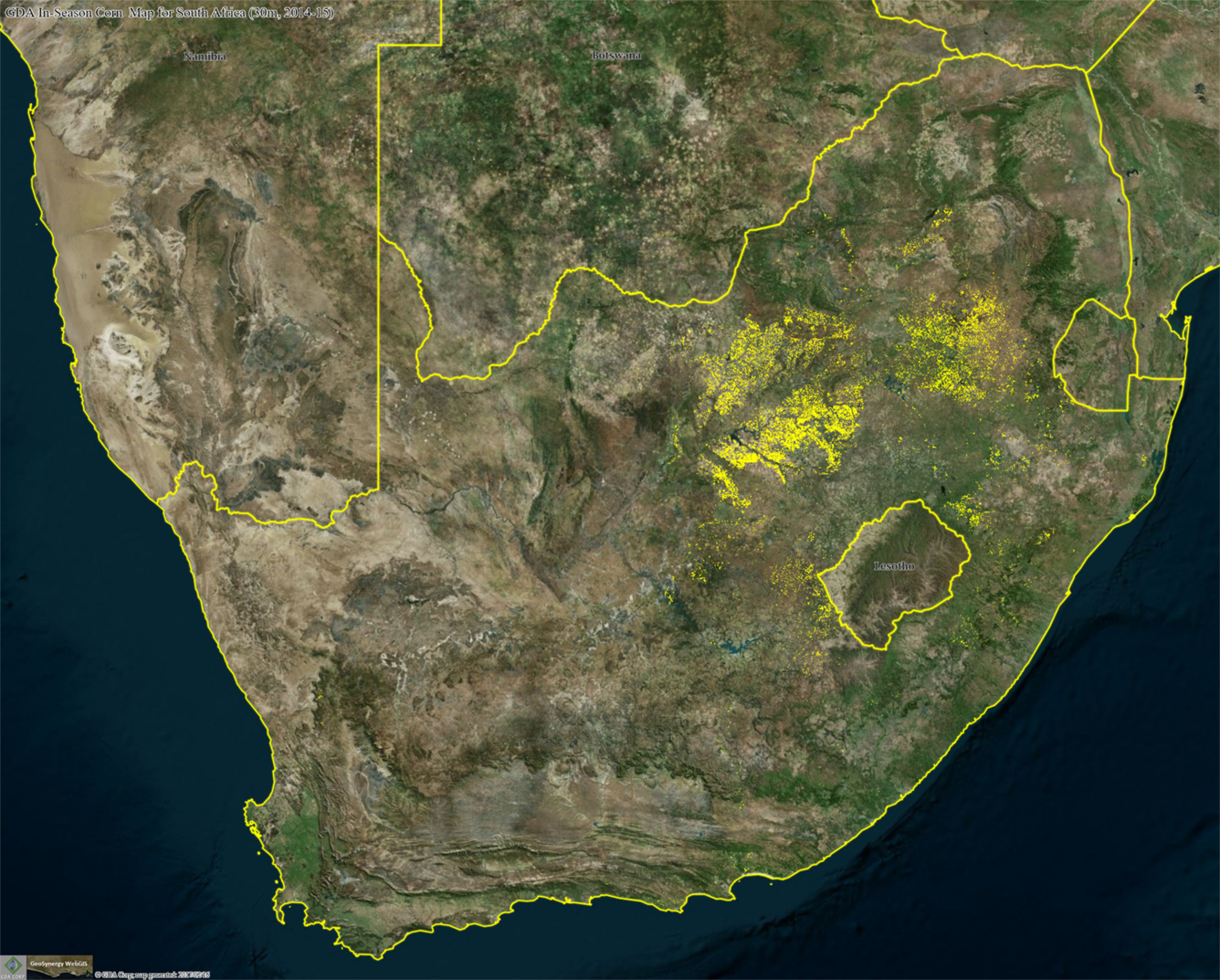 Geospatial Data Analysis Corporation corn map of South Africa