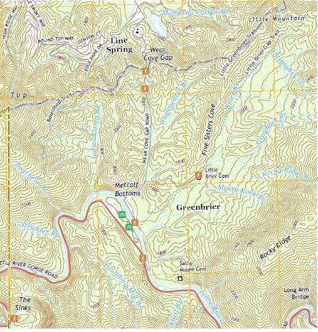 New 2016 US Topo quadrangle within Great Smoky Mountains National Park showing the addition of six trailhead symbols, two picnic