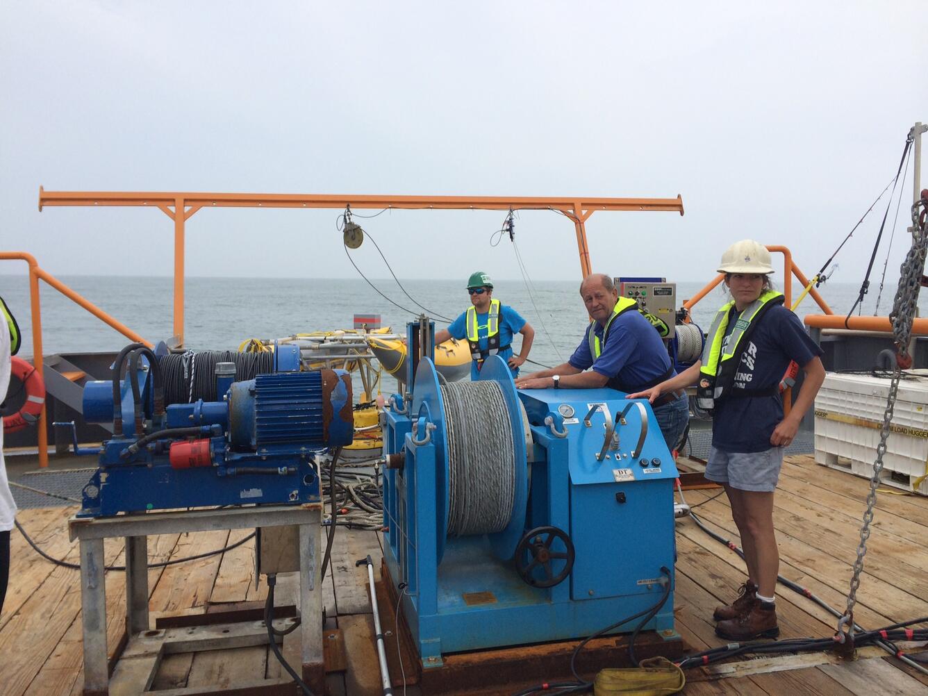 USGS personnel on M/V Scarlett Isabella deck