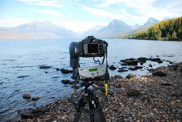 An image of a gigipixel camera set up  in Glacier NP.