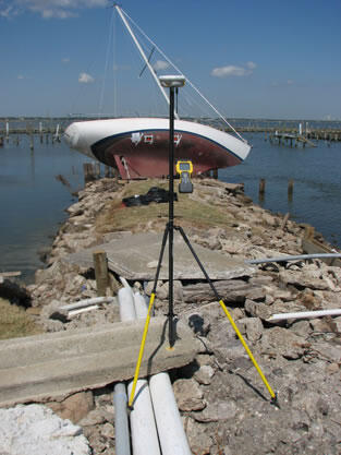Global positioning system surveying of storm-surge site after Hurricane Ike.