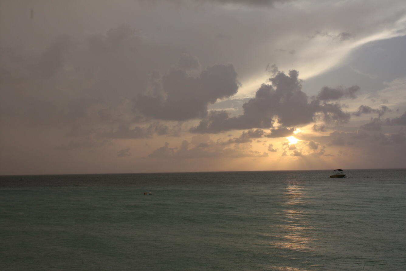 A sunset on the beach, Grand Cayman. 