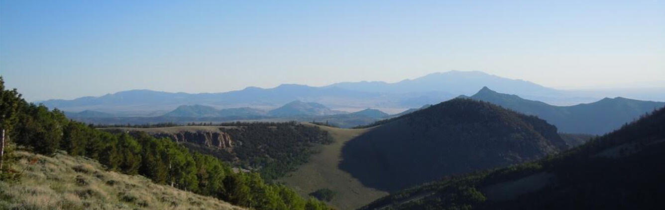 Panoramic photo of Great Basin in northern Utah near Snake River Range