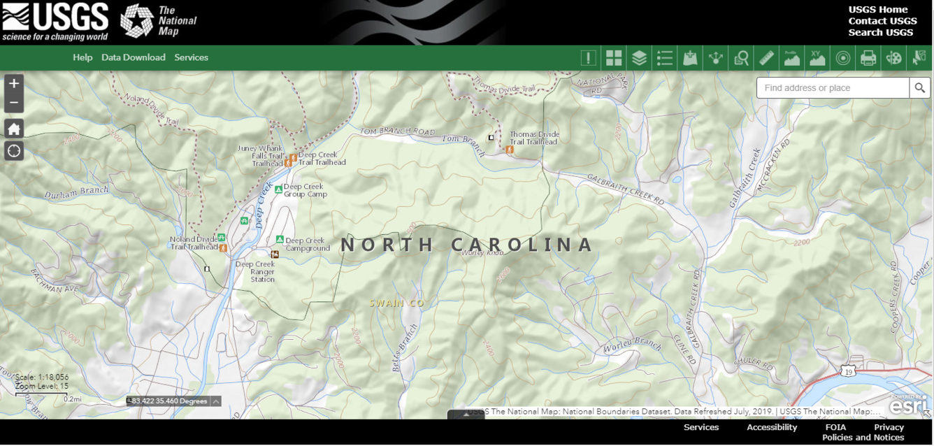 Great Smoky Mtn National Park in TNM Viewer