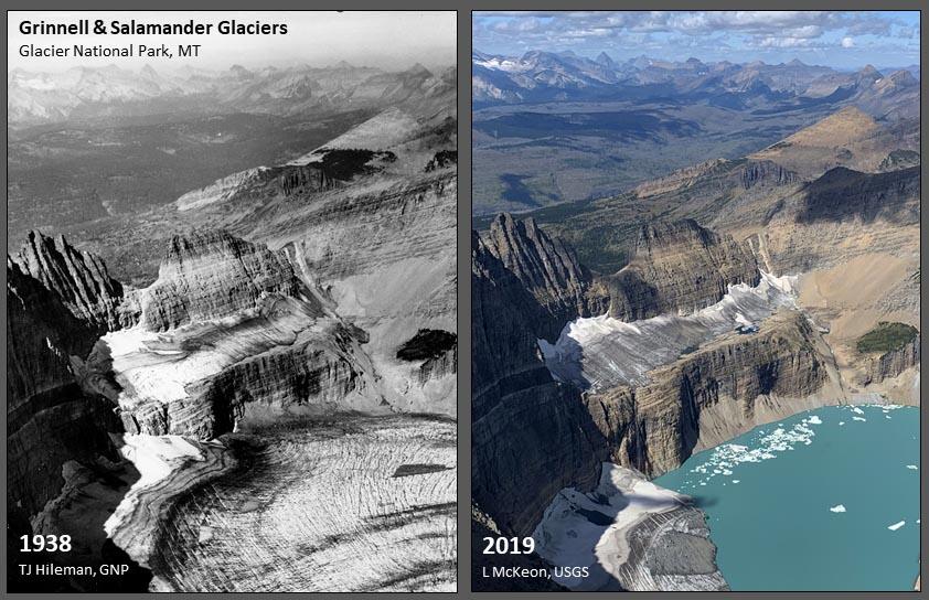 Grinnell Glacier, 1938 - 2019, Glacier National Park