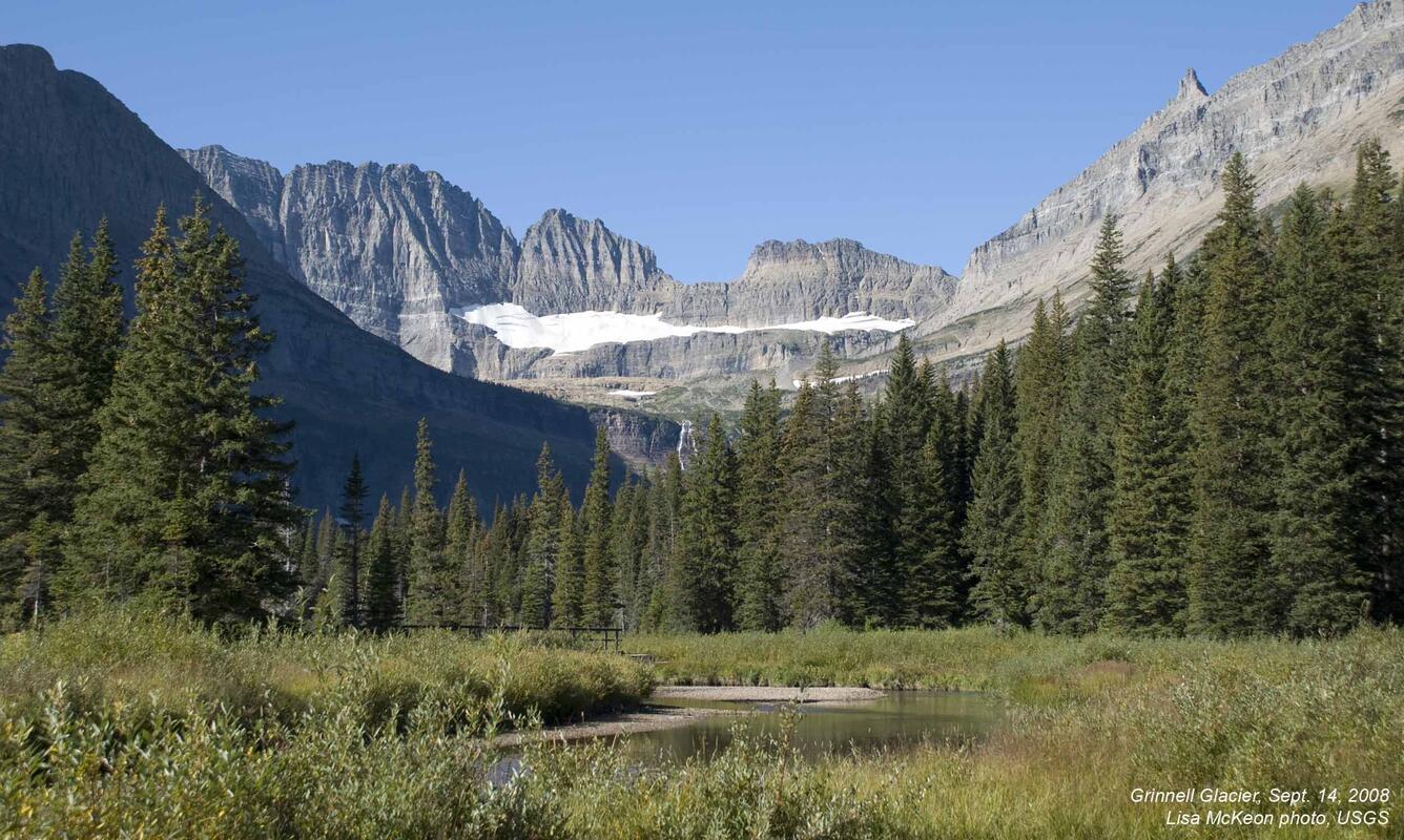 Grinnell Glacier from Footbridge 2008 in color.