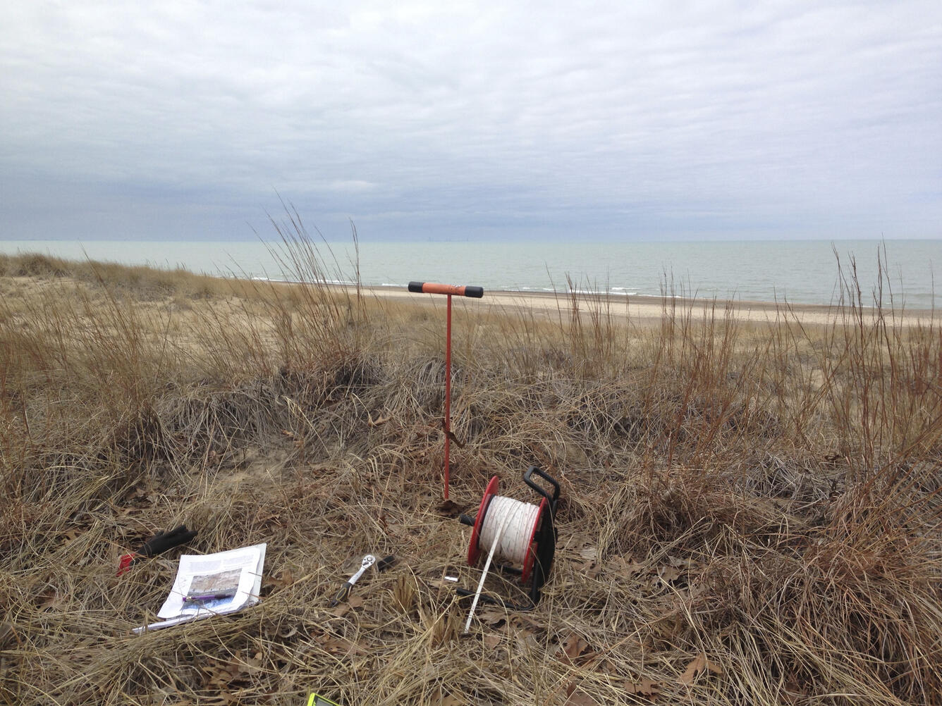 groundwater level measurement lake michigan shoreline beverly shores IN
