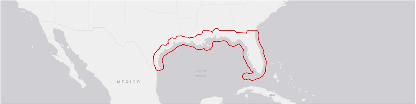 Gulf of Mexico Polygon on Southeast USA