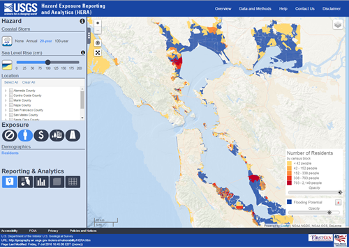A screen shot of Hazard Exposure Reporting and Anlytics web app