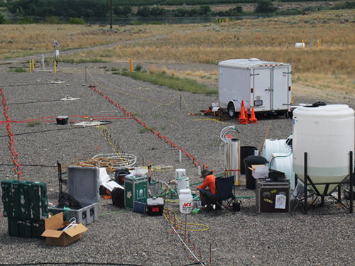 Project study area.grave area with equipment, at Hanford 300 Area, Hanford Site, Washington, July 2012. 