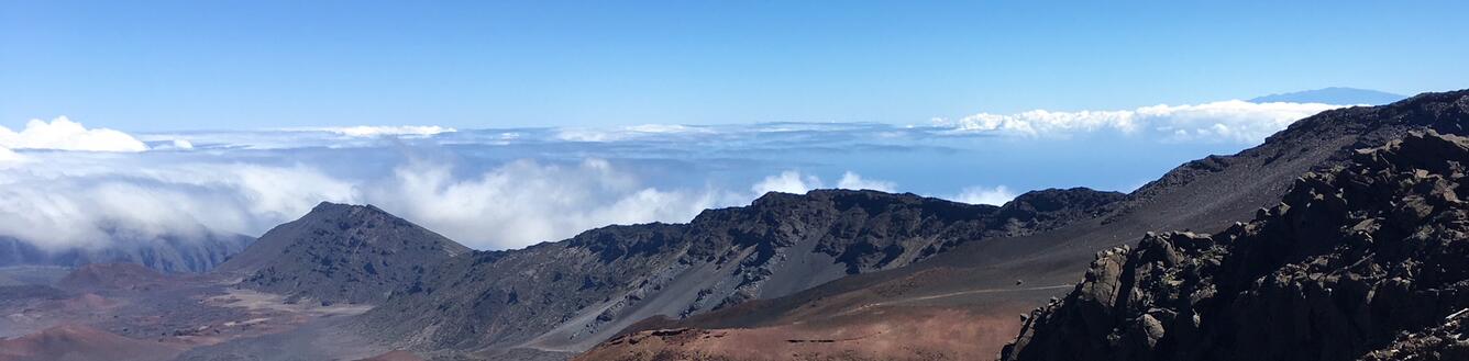 Panorama rocky volcanic landscape on a sunny day