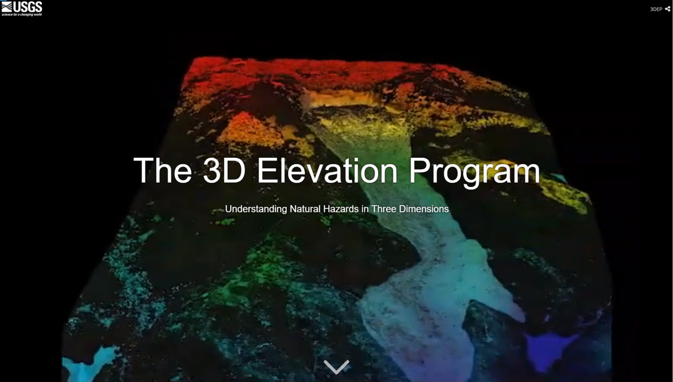 The 3D Elevation Program: Understanding Natural Hazards in Three Dimensions Story Map Title Page