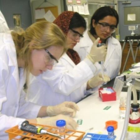 OWML staff working in the Microbiology lab