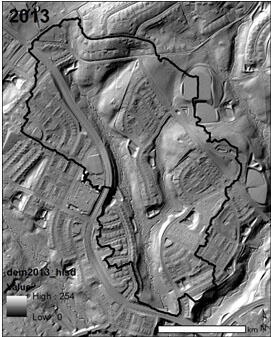 Hillshade showing topographic changes after suburban develop