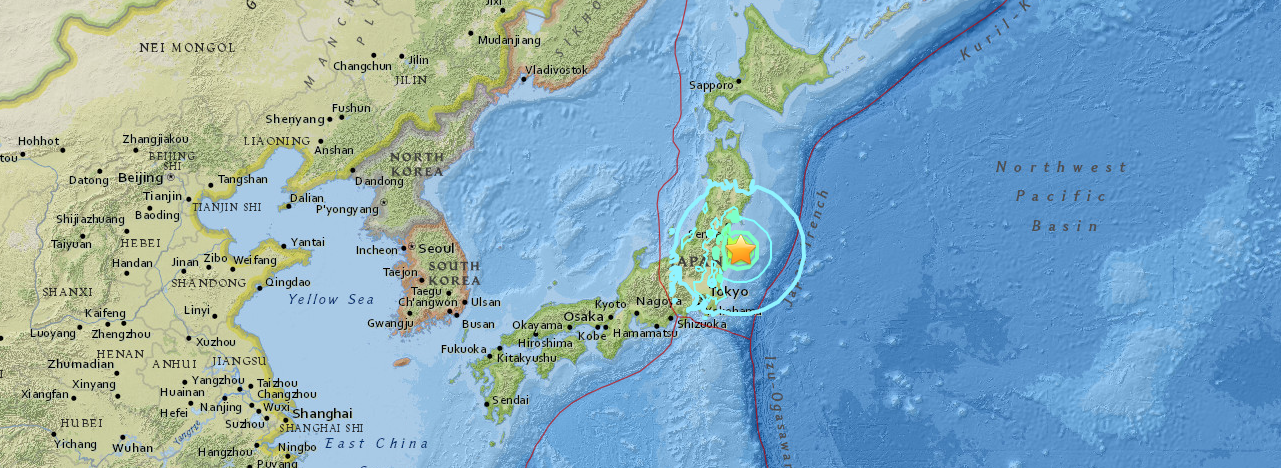 Magnitude 6.9 Earthquake off Japan on November 21, 2016