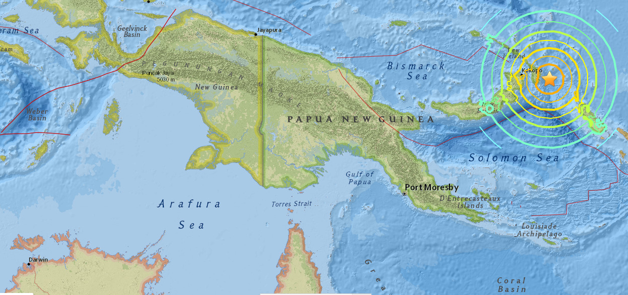 Magnitude 7.9 Earthquake off Papua New Guinea