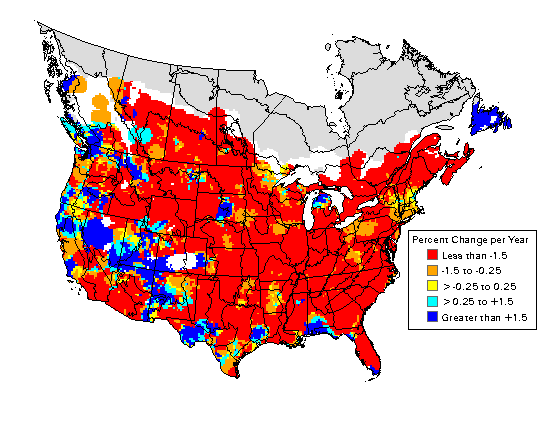 House sparrow Population Trend Map 1966 - 2015