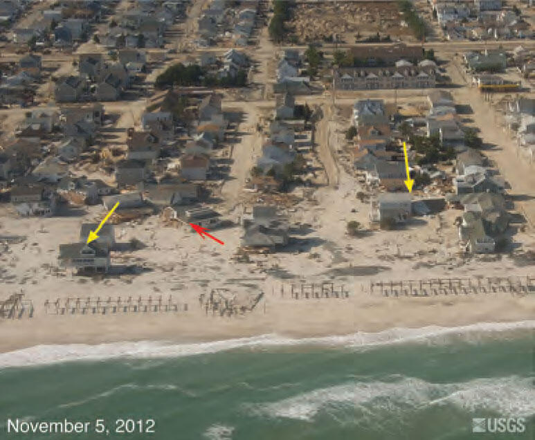 Oblique aerial photograph from November 5 2012 of Seaside Heights, New Jersey.