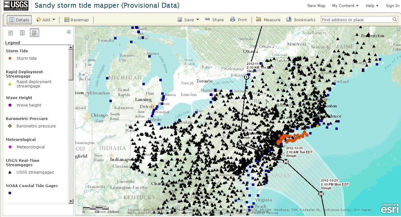Hurricane Sandy storm tide map | U.S. Geological Survey