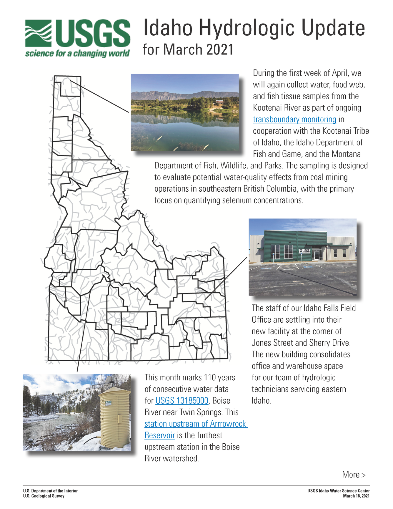 Idaho Hydrologic Update, March 2021