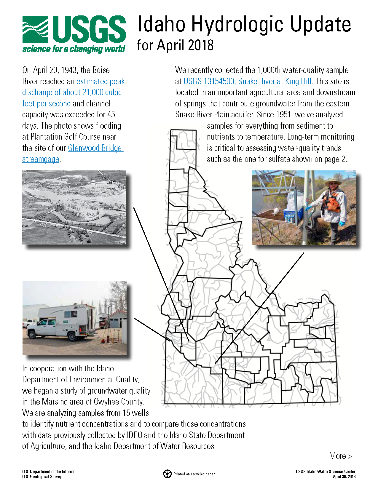 Idaho Hydrologic Update, April 2018