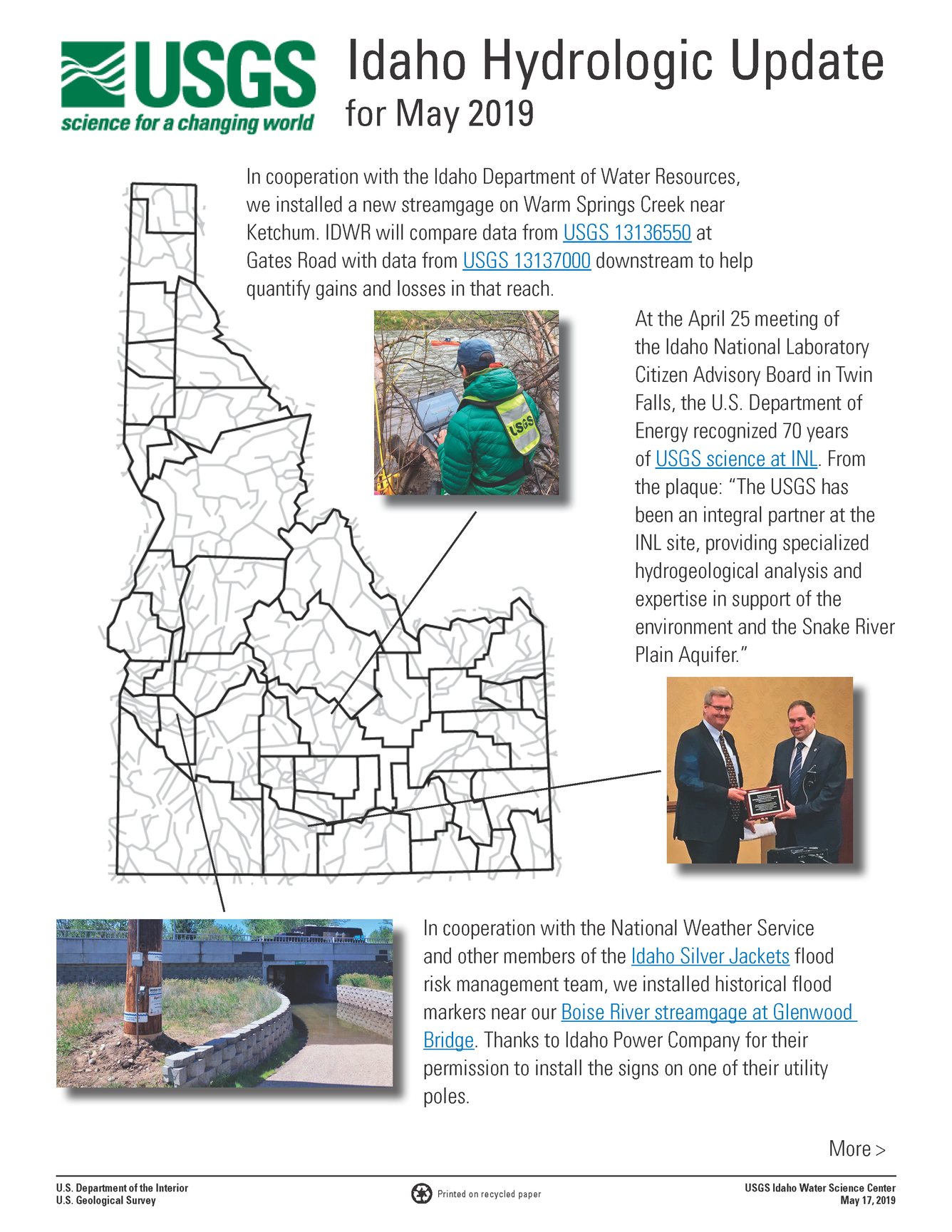 Idaho Hydrologic Update, Mayl 2019
