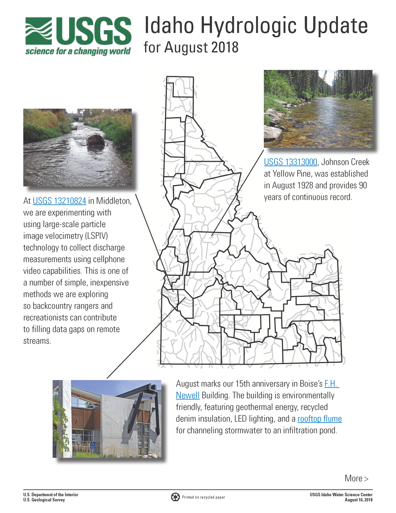 Idaho Hydrologic Update, August 2018