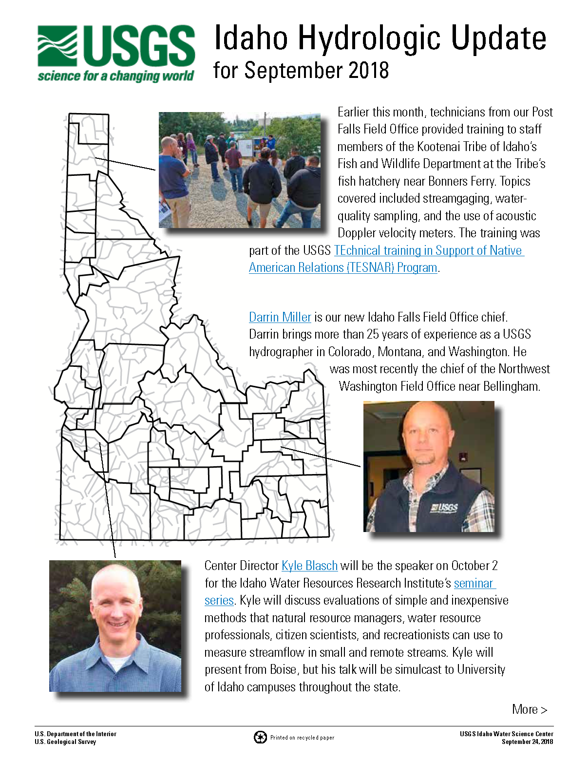 Idaho Hydrologic Update, September 2018