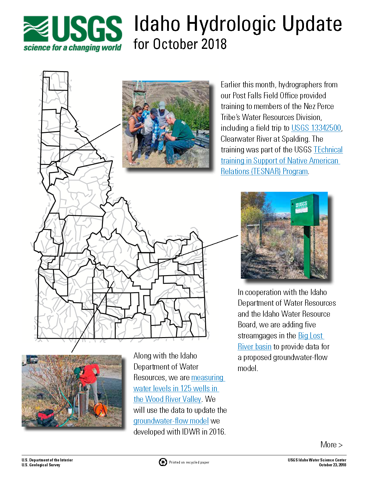 Idaho Hydrologic Update, October 2018