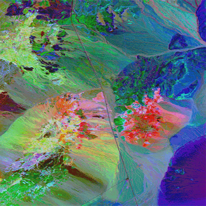 Mineral map derived from AVIRIS data obtained over Cuprite, Nevada, in 1995
