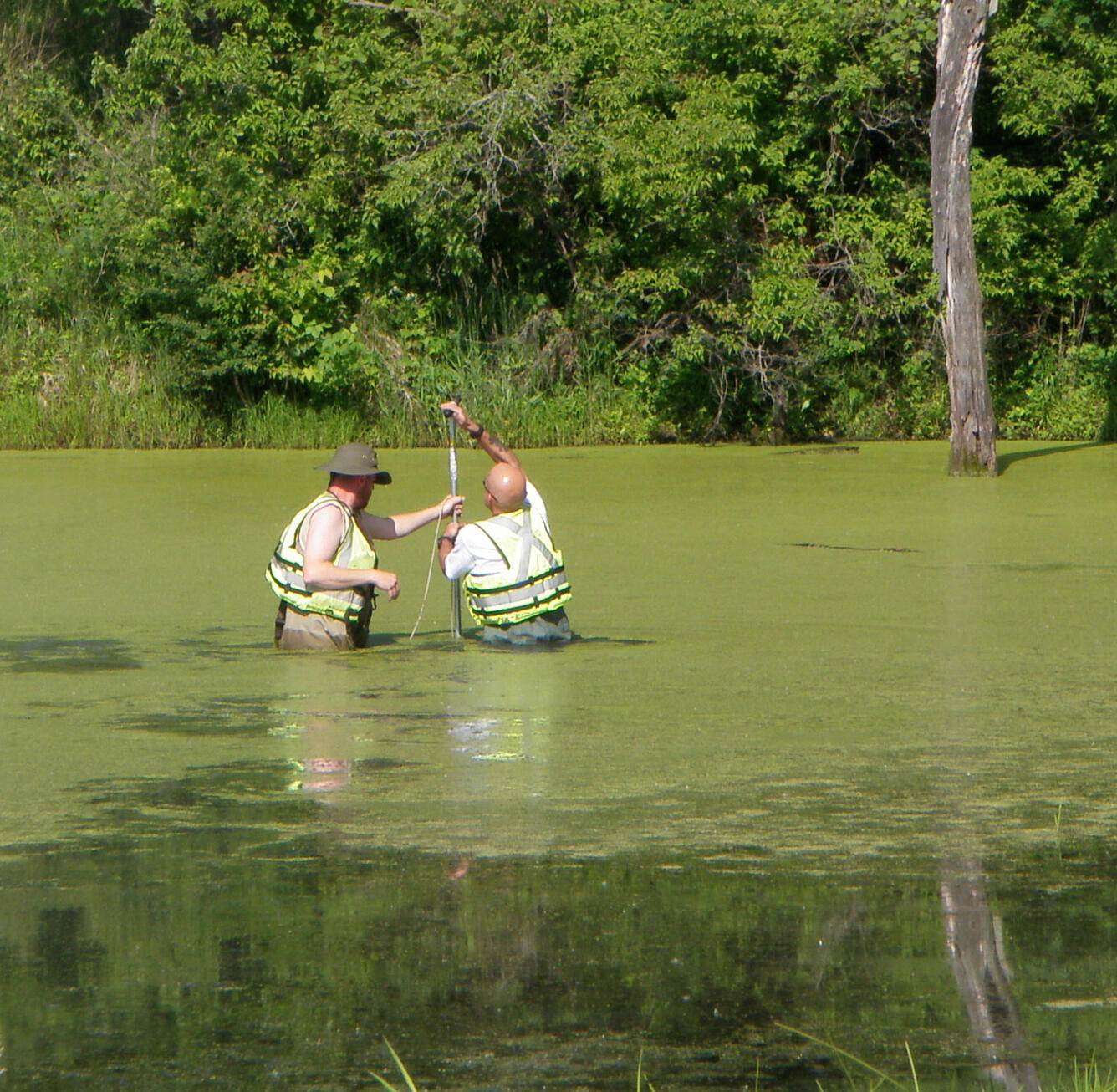 IAWSC - Collecting a QW sediment core from a sedimentation basin