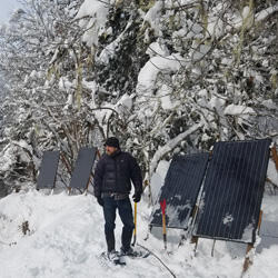 Clearing snow from solar panels