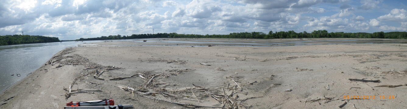 Panoramic view of sand bars in the Lower Platte River, NE