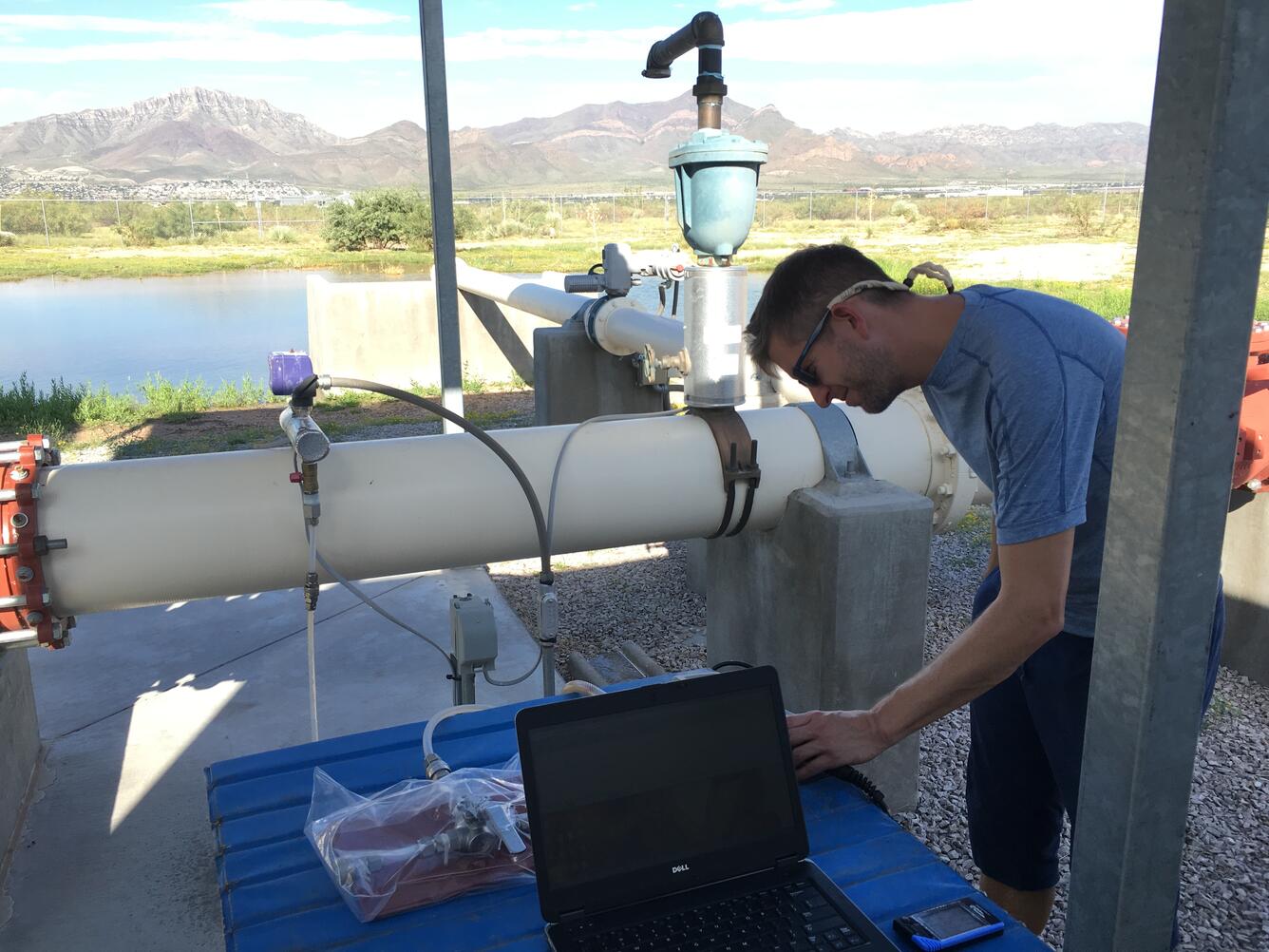 Sampling a well near El Paso, Texas