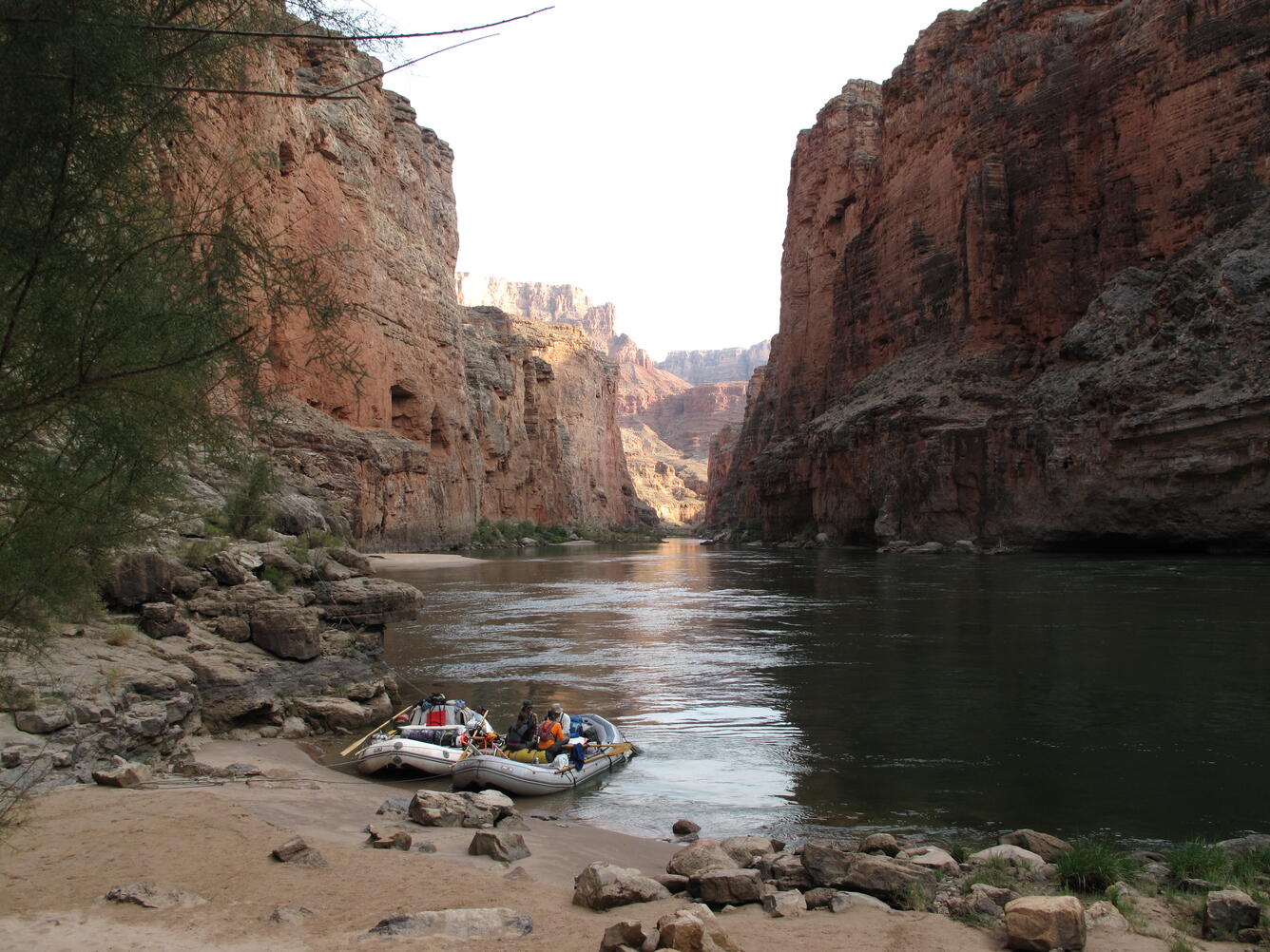 Sandbar survey team at Nautiloid Camp, River Mile 35.0