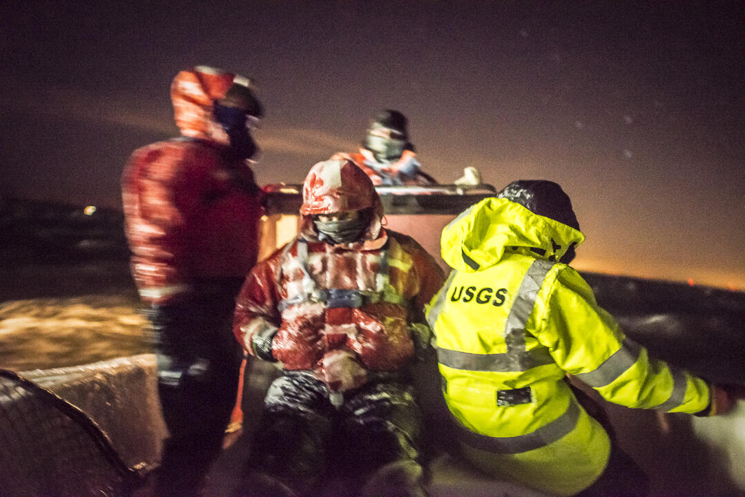 The Icy Crew:The crew braving icy conditions to capture the birds.