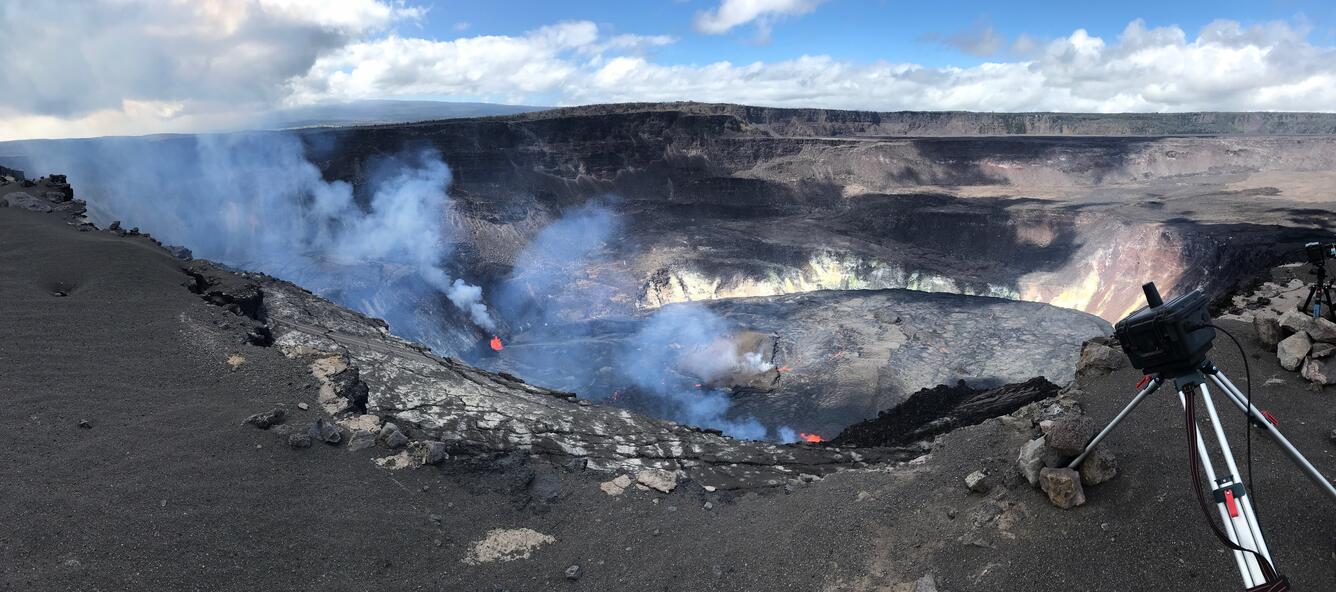 Color photograph of active lava lake