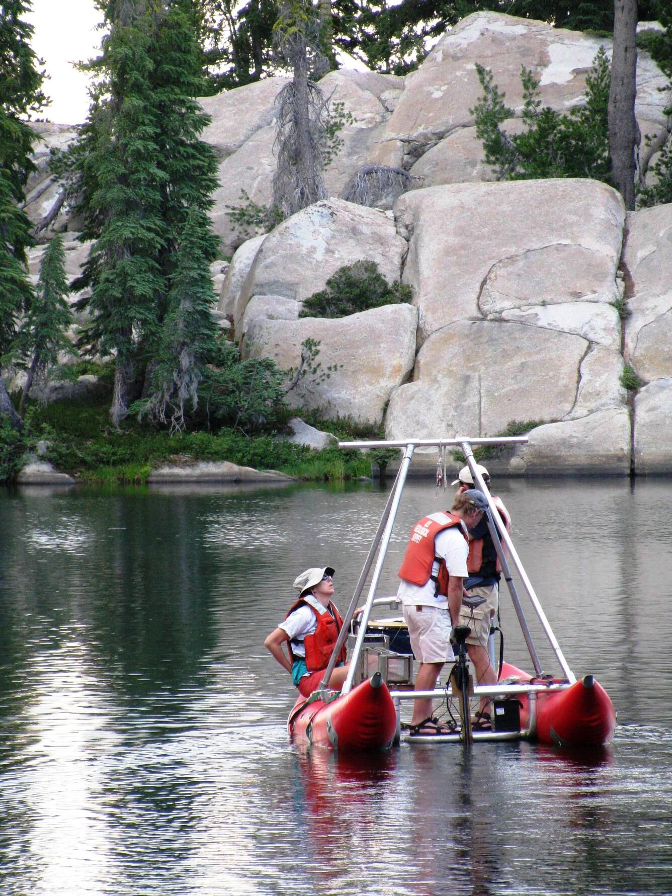 Collecting lake sediment