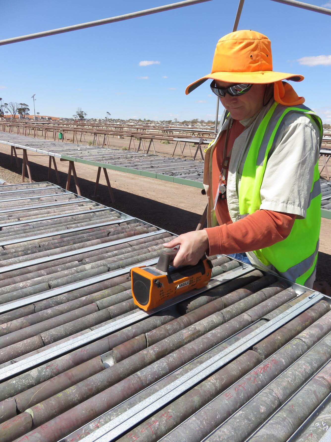 USGS Geologist examines core in Australia