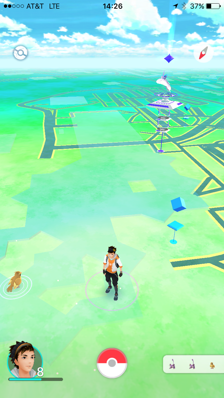 Image shows a screenshot of Pokémon GO at the USGS National Center