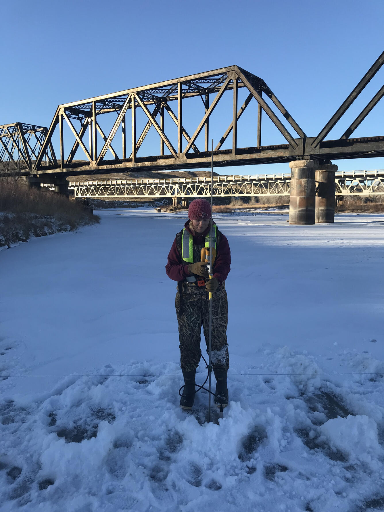 Streamflow Measurement Under Ice at Cheyenne River near Wasta, SD