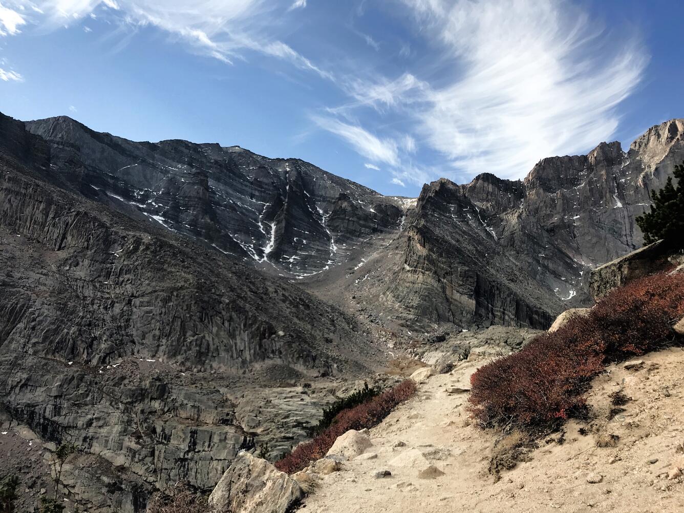 Trail leading to Chasm Lake in Rocky Mountain National Park