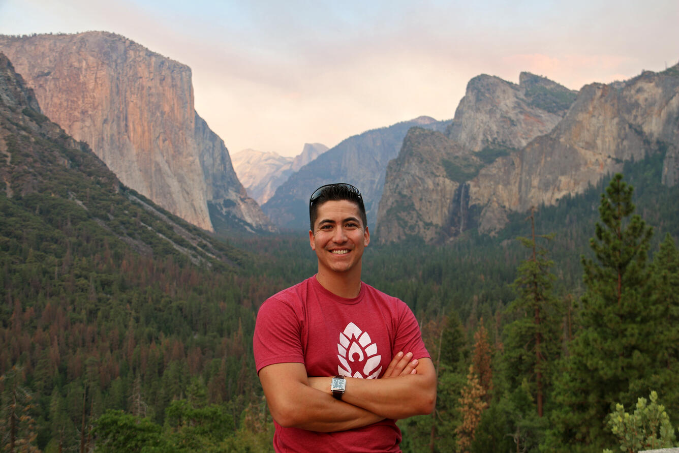 USGS Physical Scientist A. Padilla in Yosemite Valley