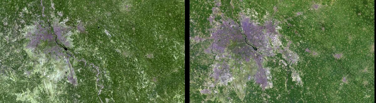 Satellite image showing the growth of New Delhi