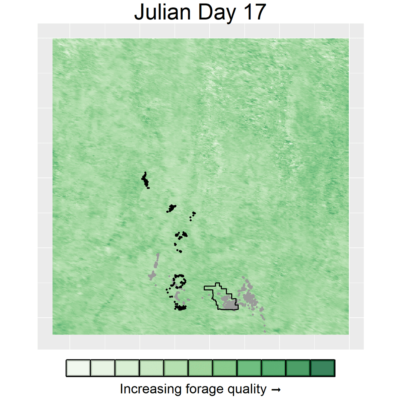 Animated image depicting elk following forage and fleeing