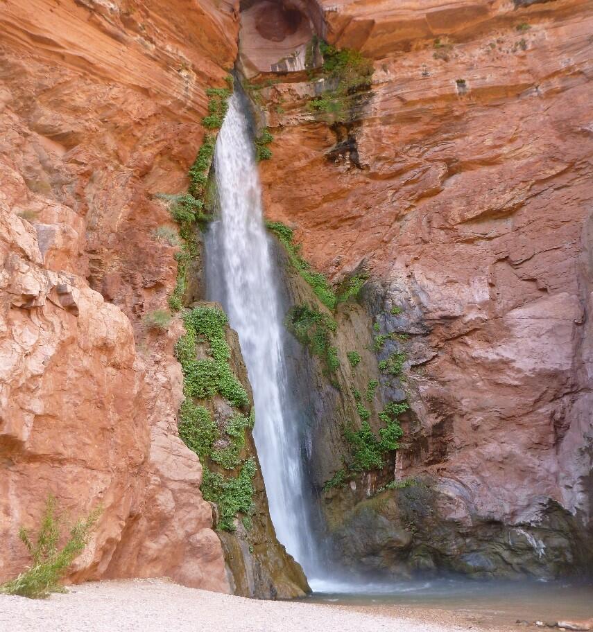 Waterfall and hanging gardens in Grand Canyon