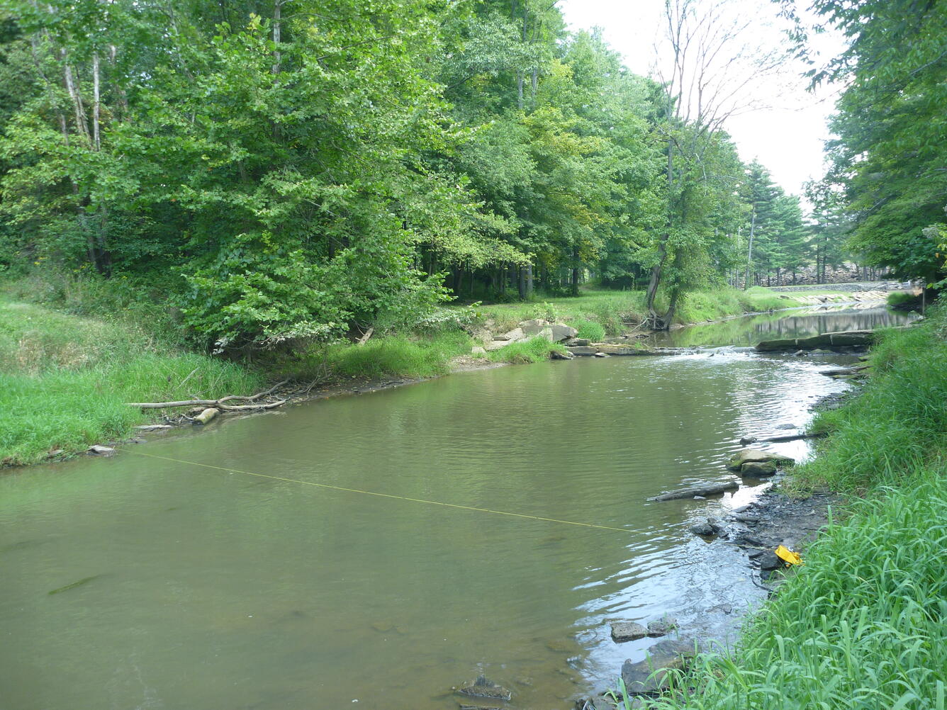 Water-quality sampling transect at Indian Fork below Atwood Dam.