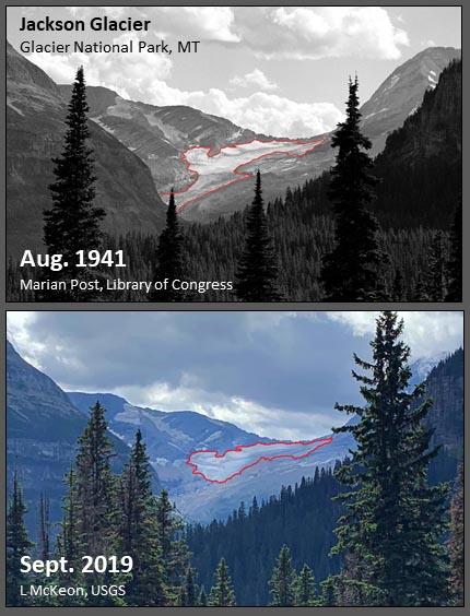 Repeat photo image of Jackson Glacier, 1941-2019, Glacier National Park