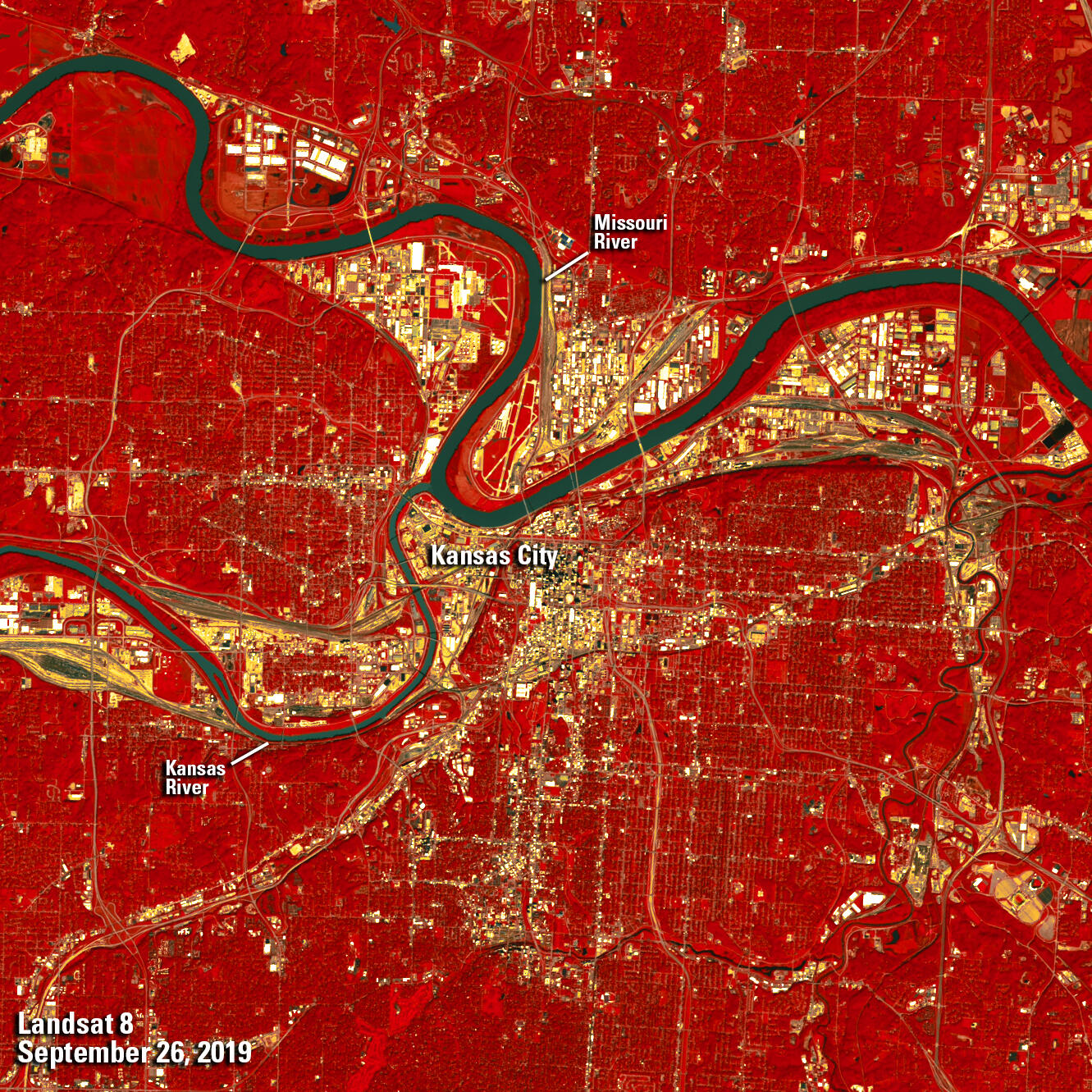 Landsat 8 image of Kansas City, MO