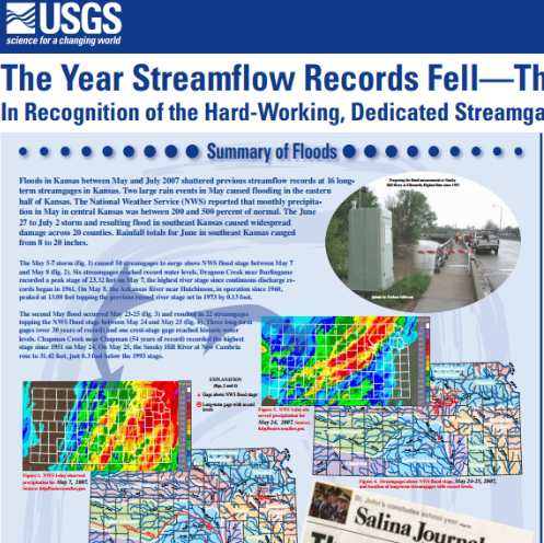 Poster showing The Year Streamflow Records Fell--The 2007 Foods in Kansas